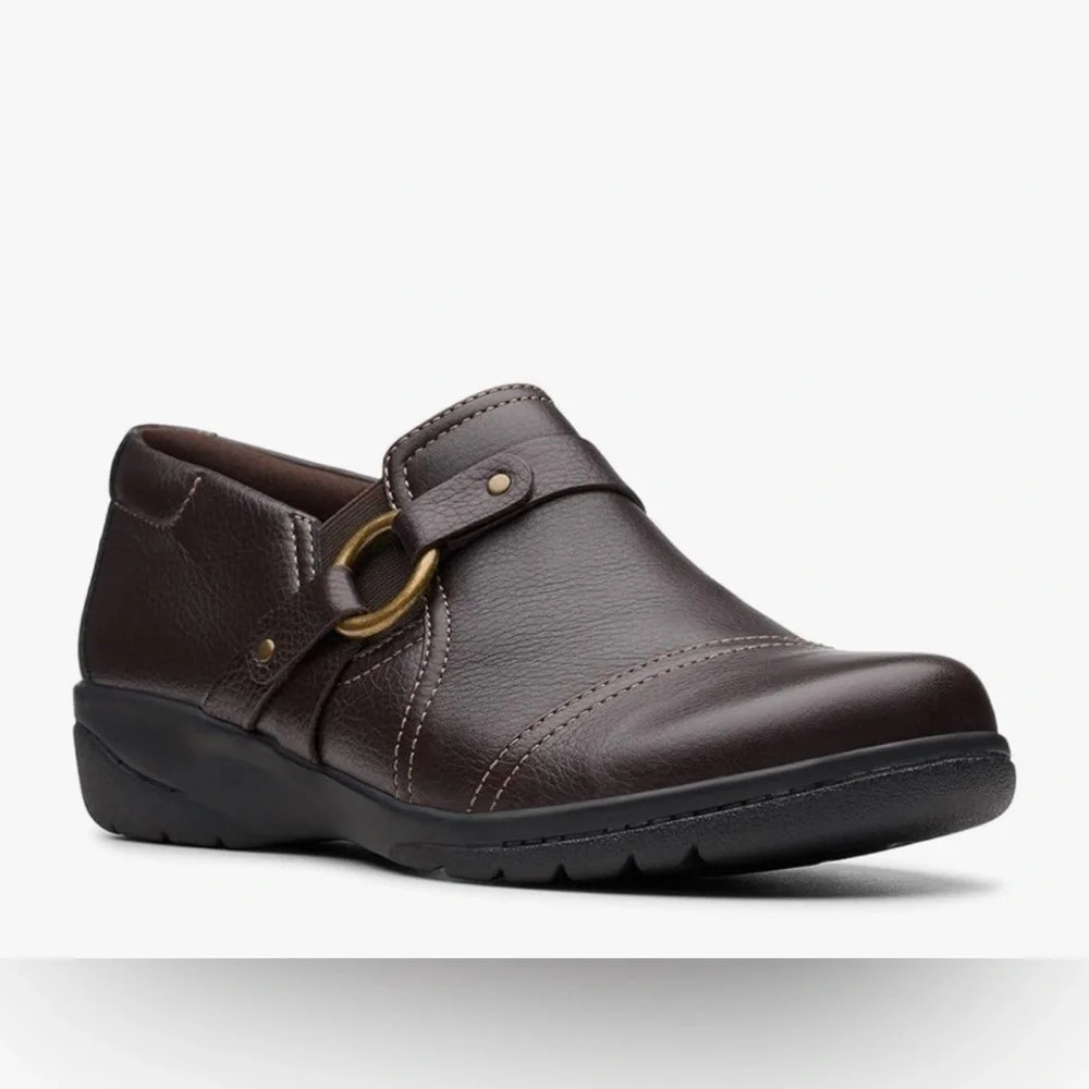 CLARKS CHEYN FAME PUMP LOFTERS DARK BROWN LEATHER 9.5